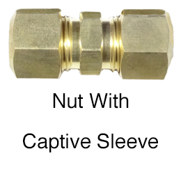 brass compression union captive sleeve nut