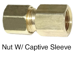 brass compression female pipe adapter captive sleeve