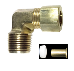 brass compression male elbow plastic sleeve