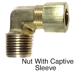 brass captive sleeve compression elbow with male pipe